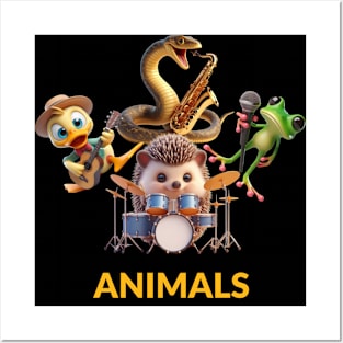 ANIMALS CARTOON BAND Posters and Art